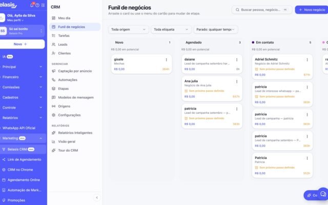 Lançamento do CRM nativo integrado à plataforma Belasis, voltado ao setor de beleza e bem-estar, com foco em vendas e retenção.