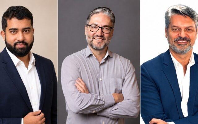 Da esquerda para a direita: Ellvis Ribeiro, Diretor da ES Tech; Gabriel Simone Ribeiro, CTO da Integralmedica; e Wagner Bernardes, Channel Manager da Logitech.